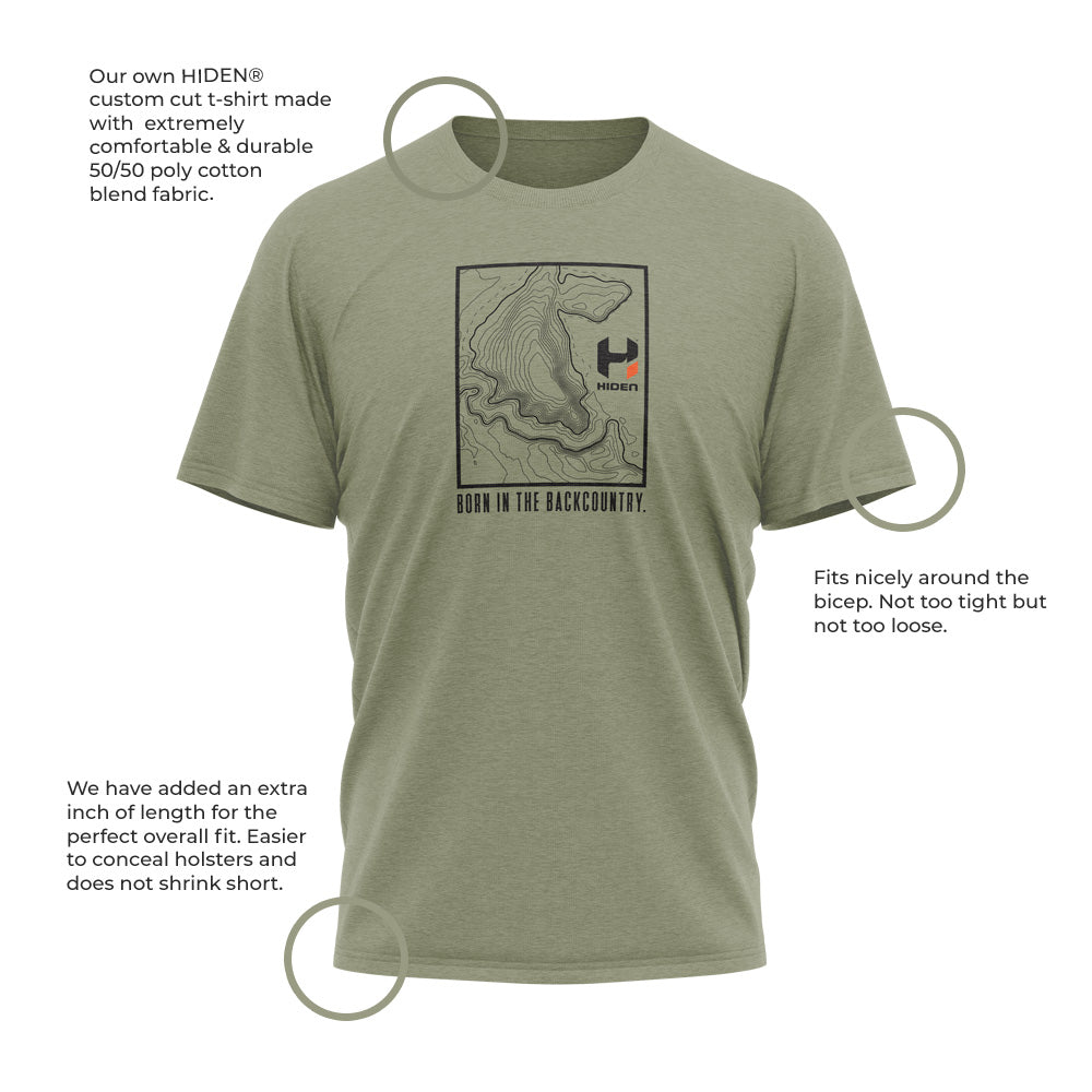 Hiden Backcountry Topo Olive T Shirt 50 50 Blend