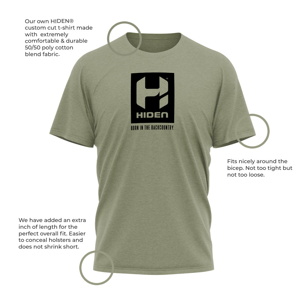 Hiden Boxed Logo Olive T Shirt 50 50 Blend